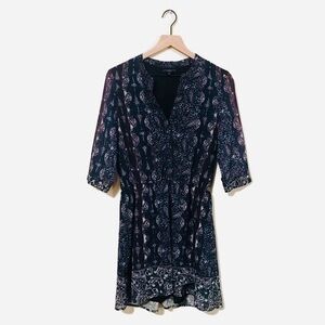 Sanctuary Revolve Blue Black Sheer Paisley Dress S